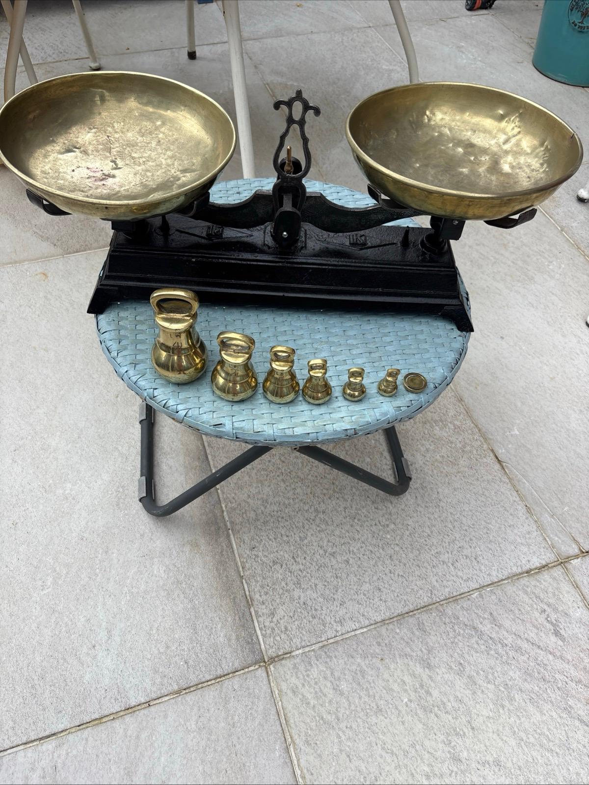 Image of Set Of Cast Iron And Brass Scales From The 19th Or 20th Century
