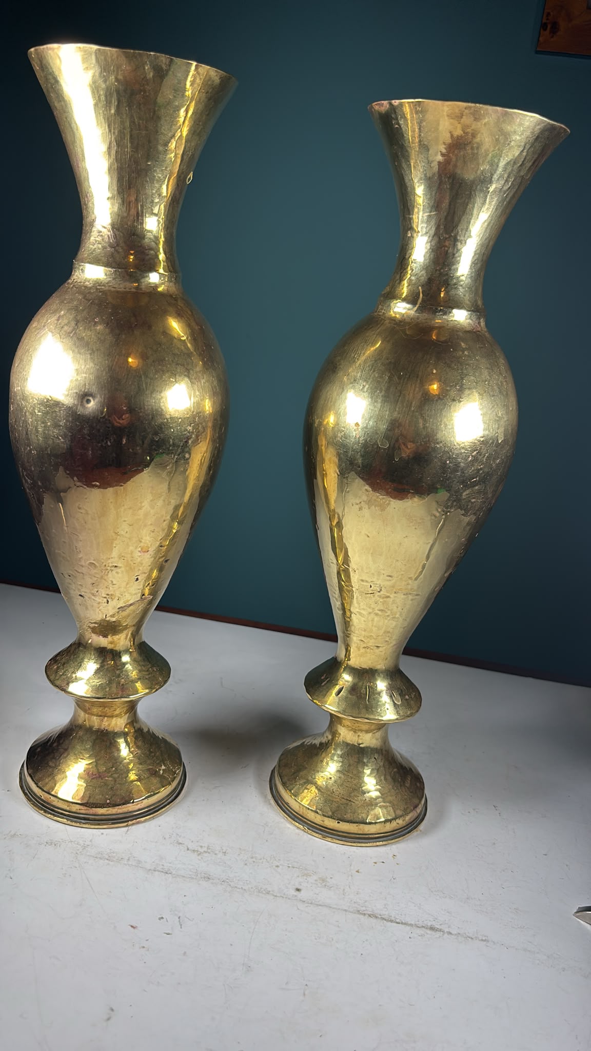 Image of A pair of Trench Art brass vases from 1918