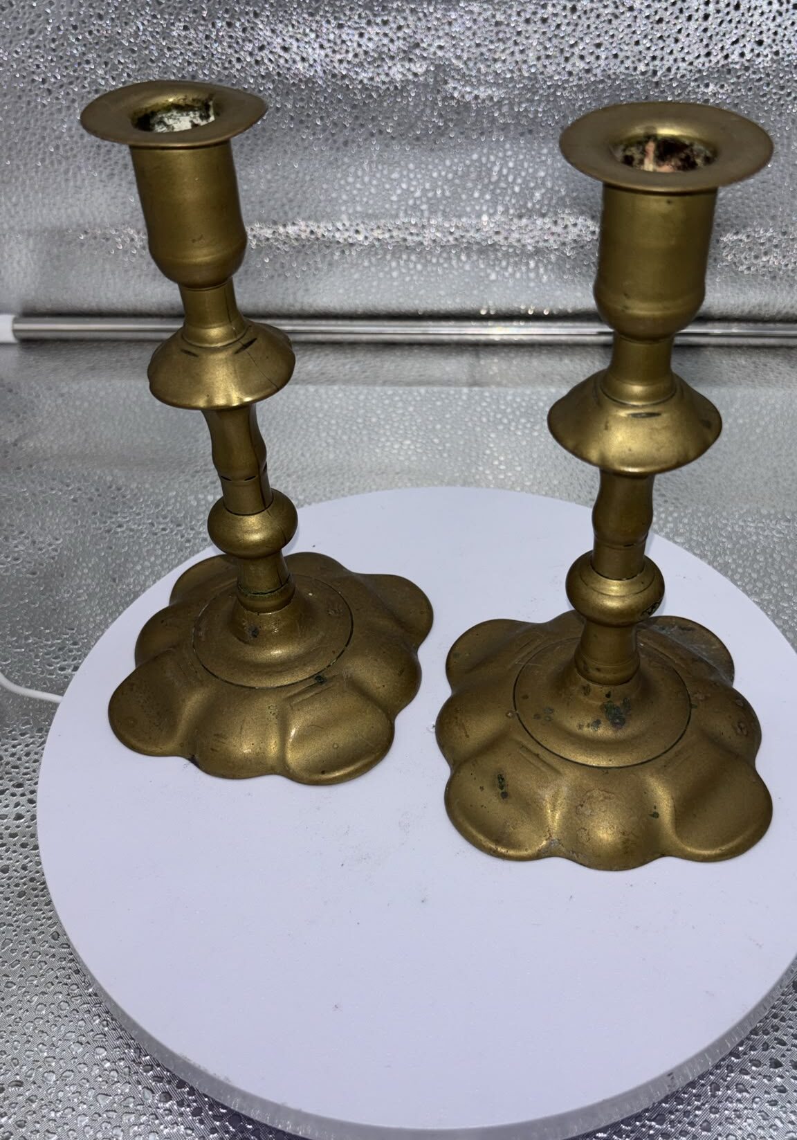 Image of A pair of George the second brass candlesticks circa 1760