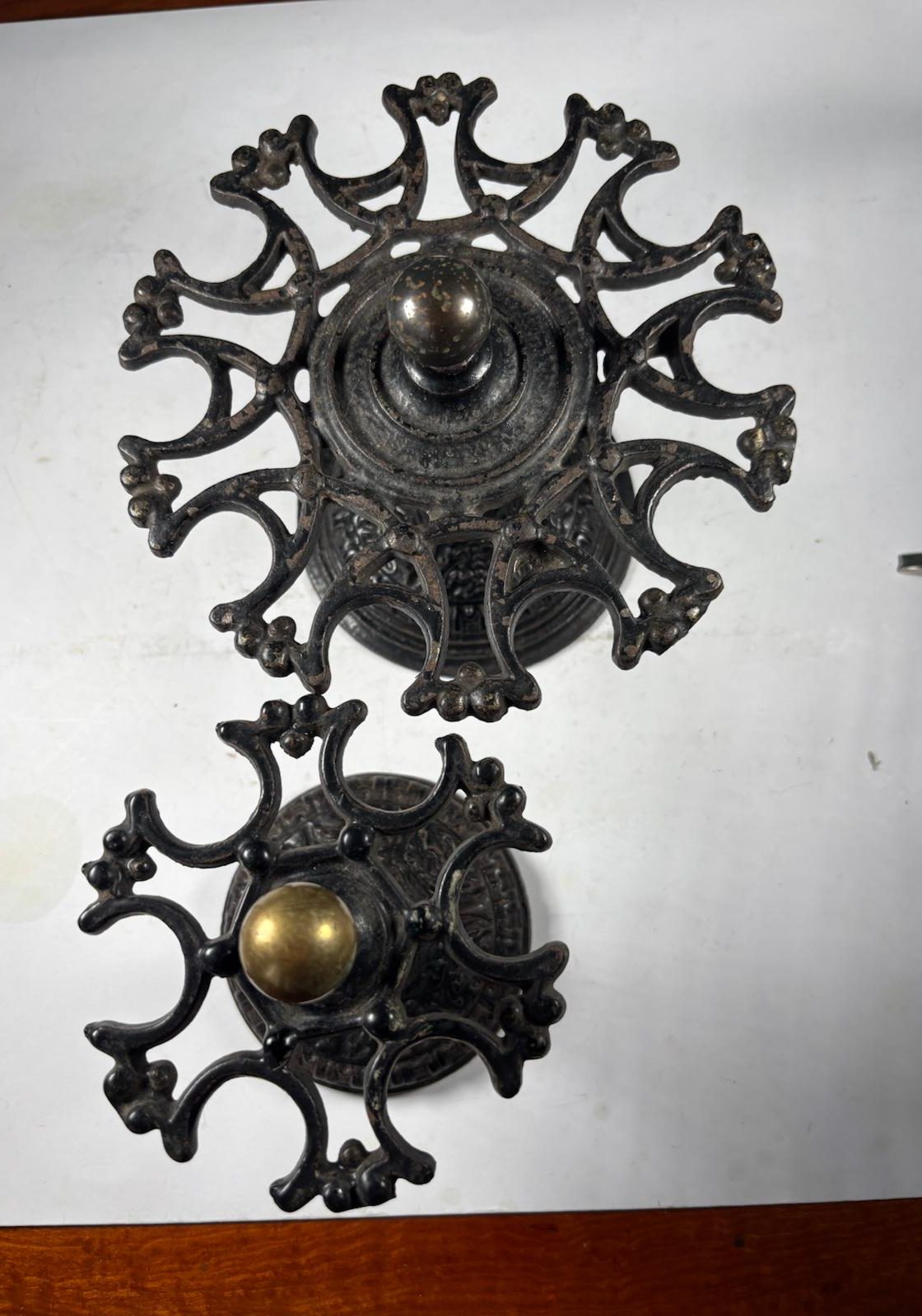 Image of 2 vintage desktop stamp holders made of cast iron