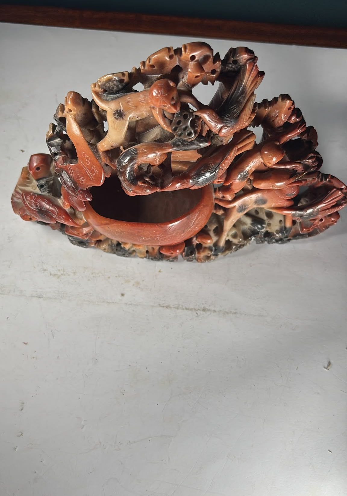 Image of Chinese carved soapstone inkwell from the mid-20th century
