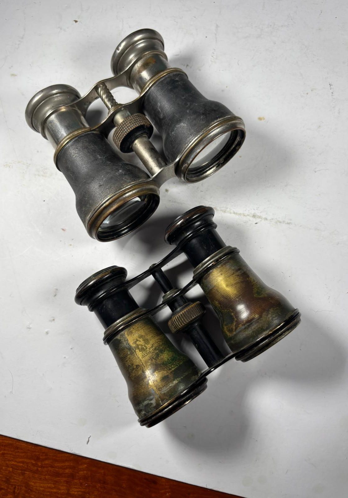 Image of 2 x pairs of French opera/racing binoculars from about 100 years ago