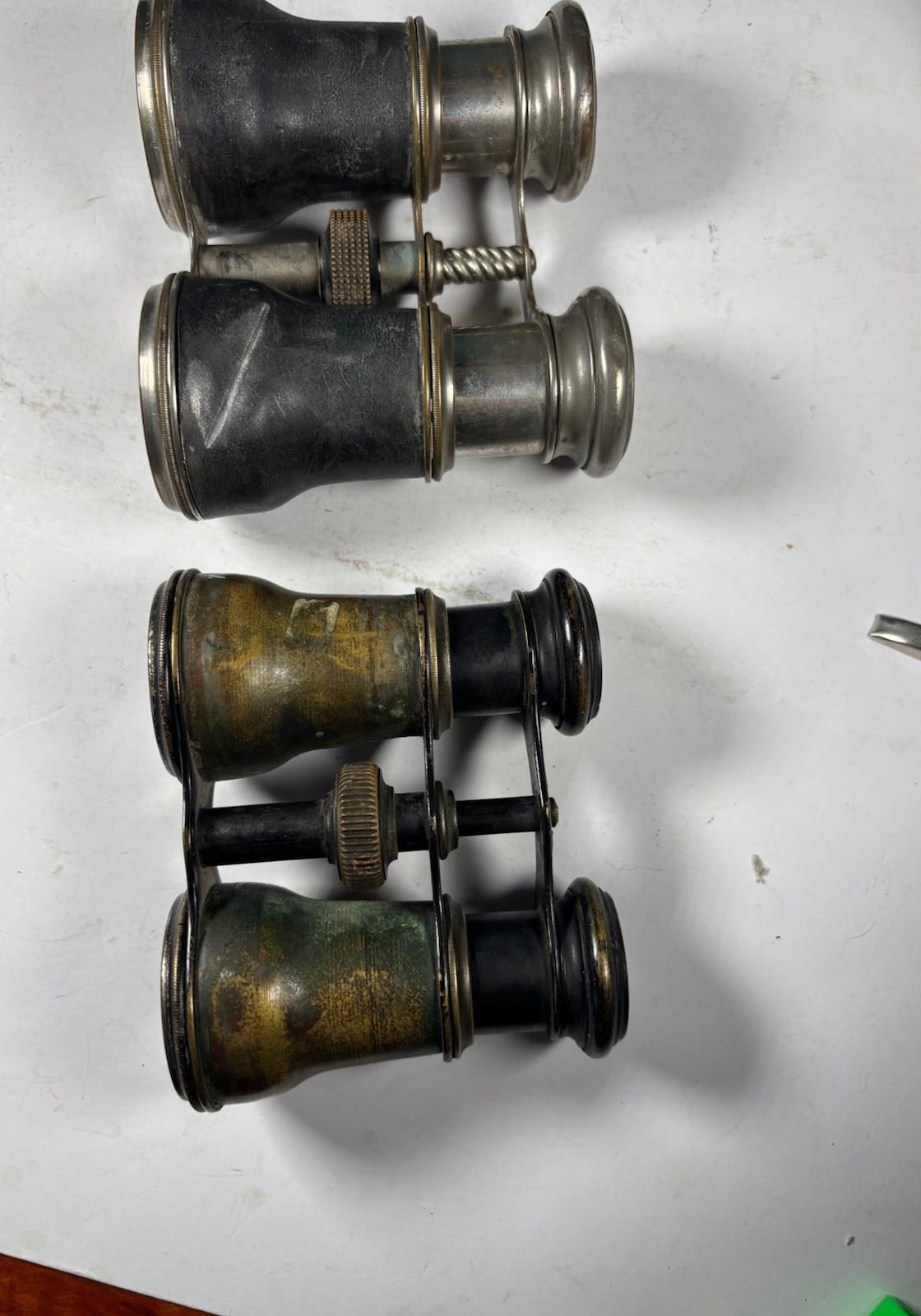 Image of 2 x pairs of French opera/racing binoculars from about 100 years ago
