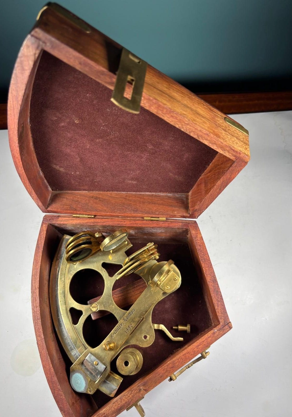 Image of Reproduction sextant in wooden case