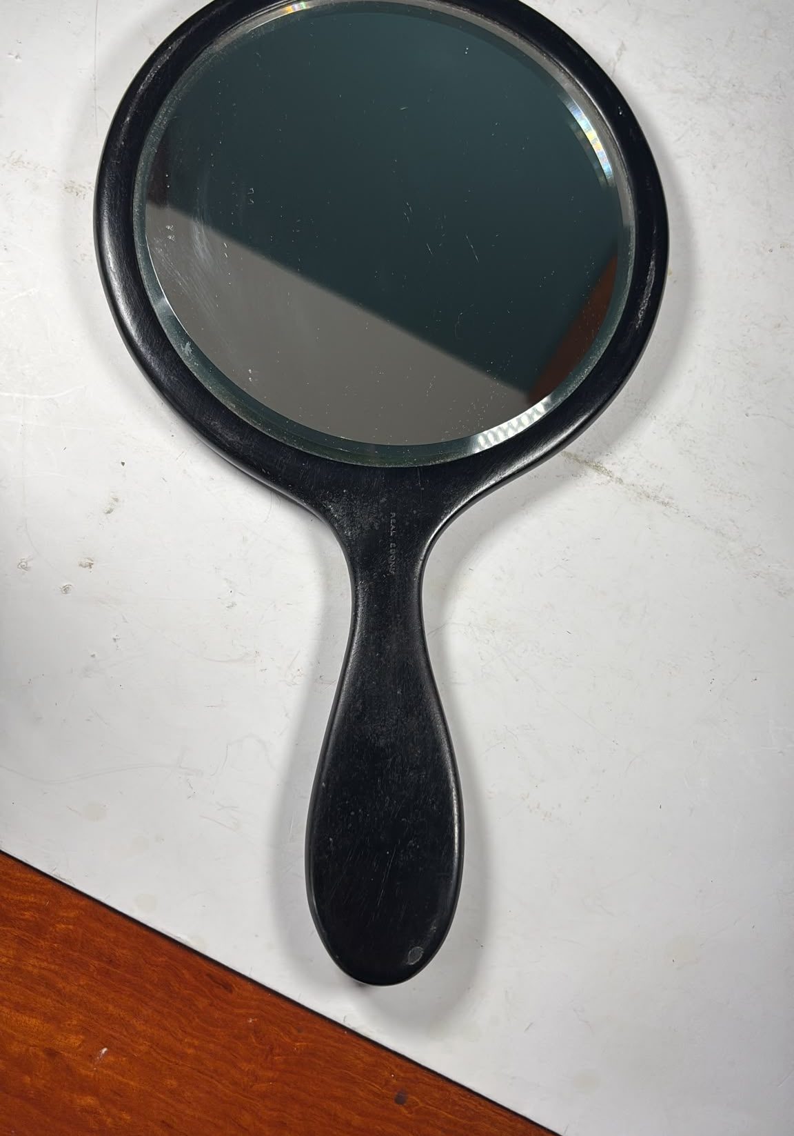 Image of Real Ebony framed hand mirror from approx 1900
