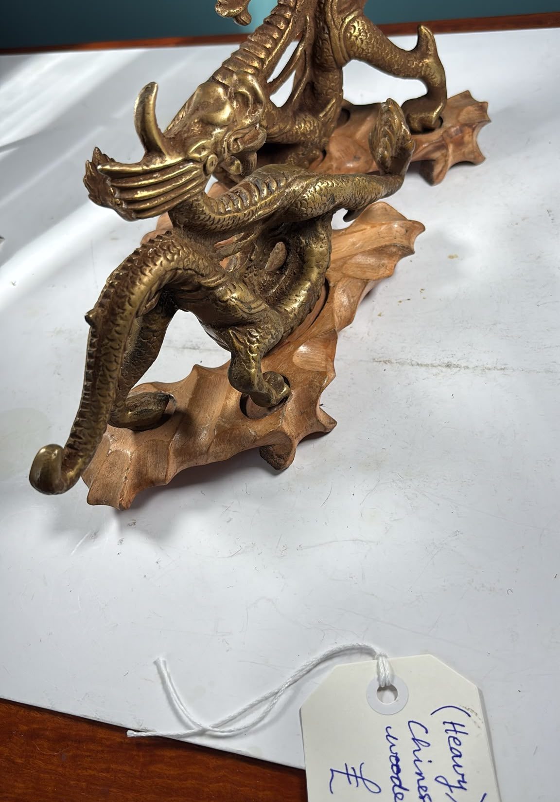 Image of vintage, heavy bronze Chinese dragons