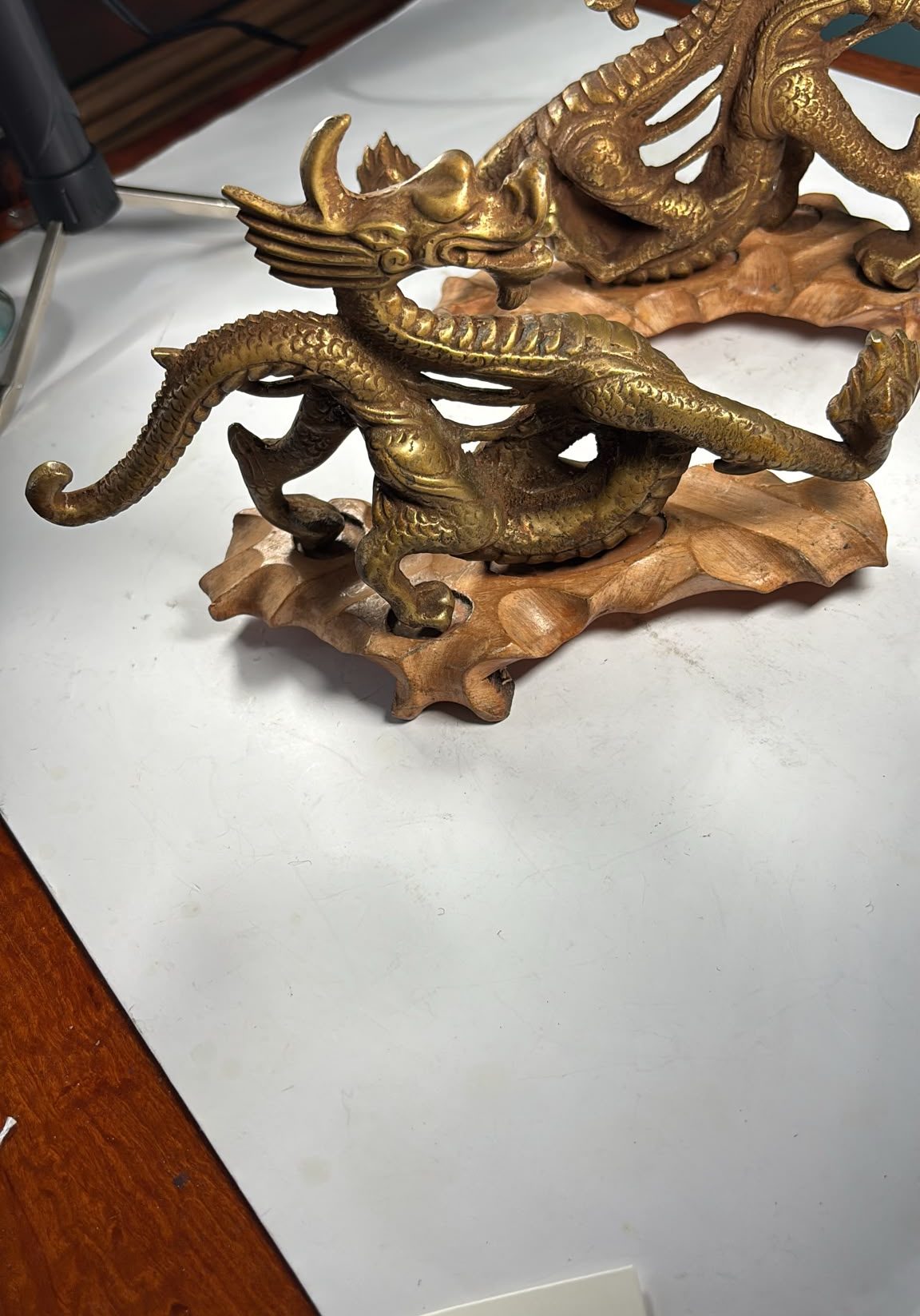 Image of vintage, heavy bronze Chinese dragons