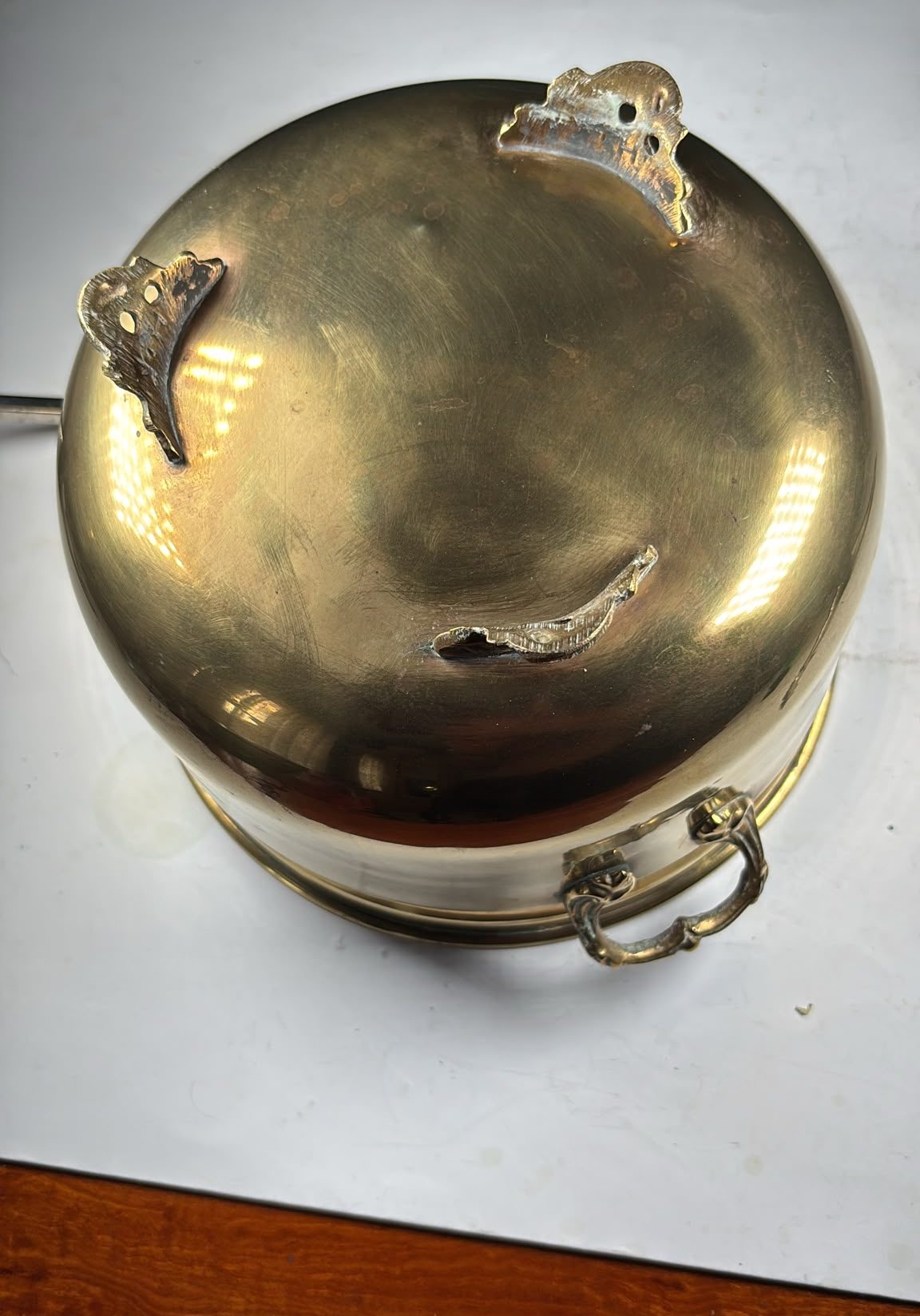 Image of Cauldron style twin handled brass planter