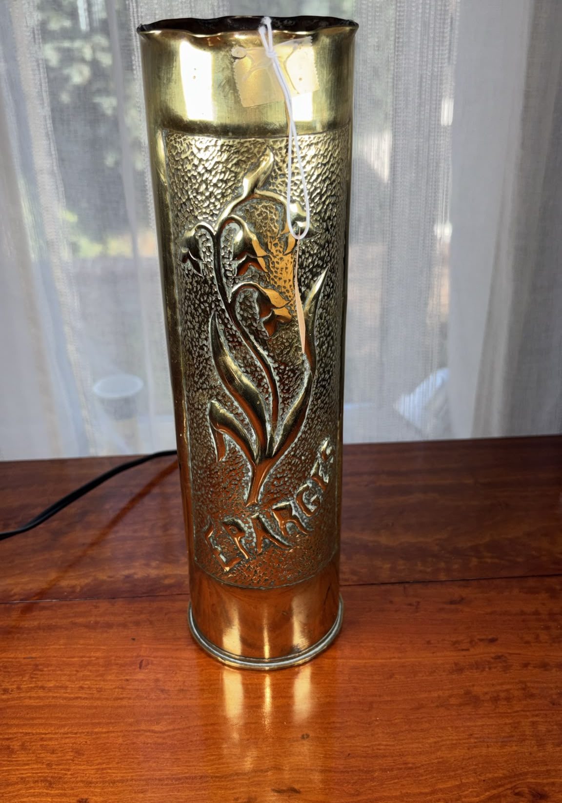Image of Brass vase fashioned from artillery shell