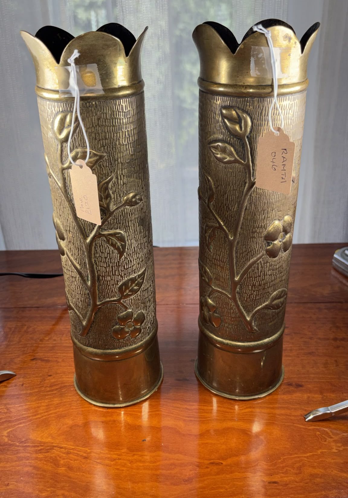 Image of pair of brass vases
