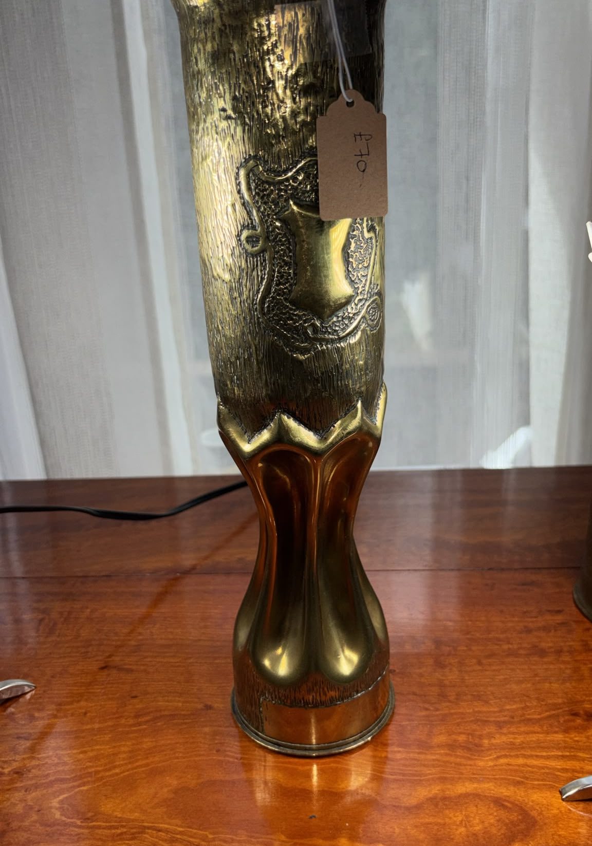 Image of brass vase from artillery shell fired during WW1